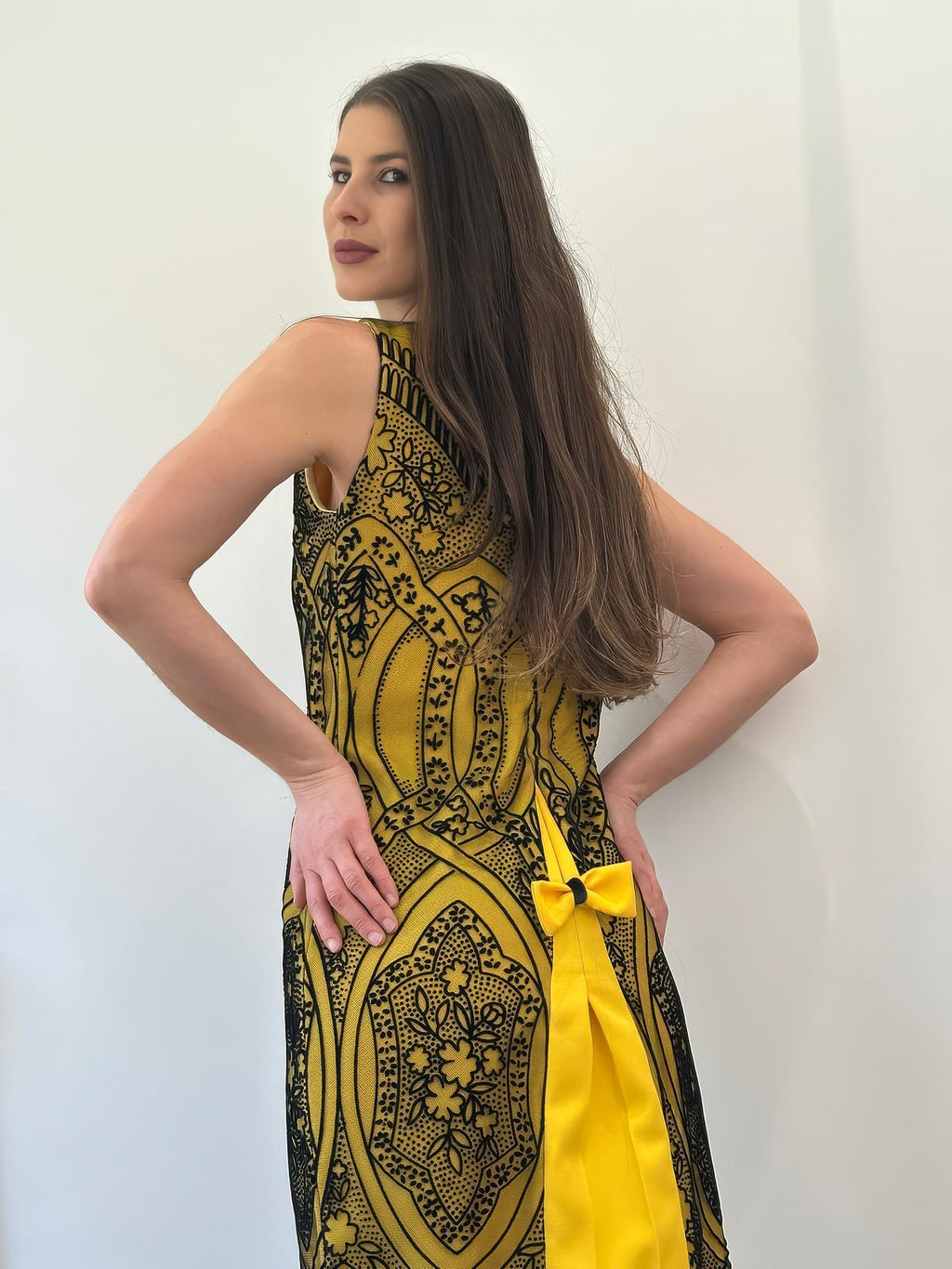 Robe de soirée MUZA noir et jaune