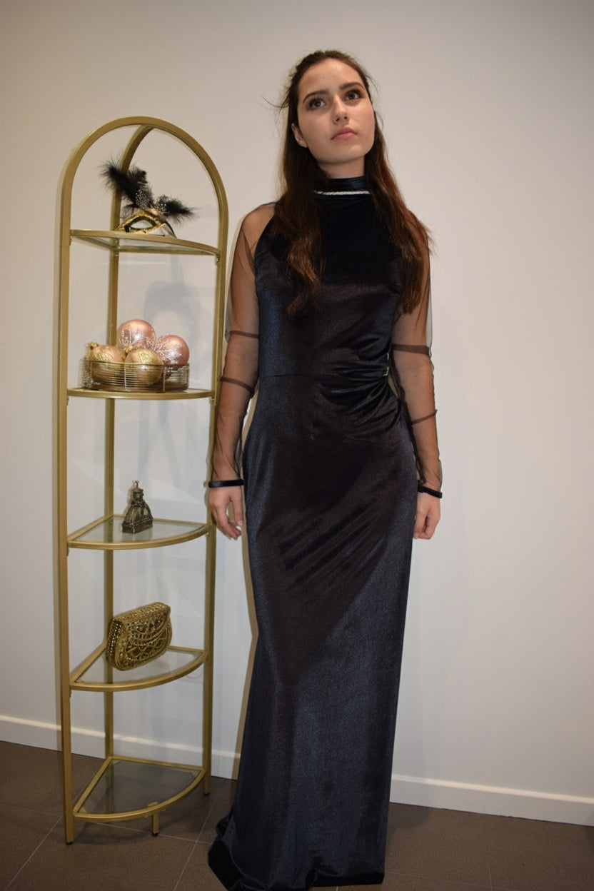 Robe de soirée LEYA en velours noir