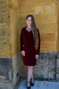 Robe NICOLA en velours, rouge-bordeaux