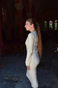 Robe de soirée ZEA BEIGE à rayures
