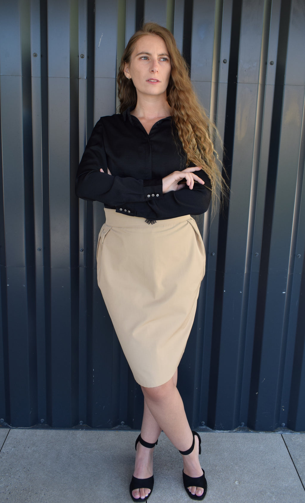 Jupe LAURA beige, design drapé