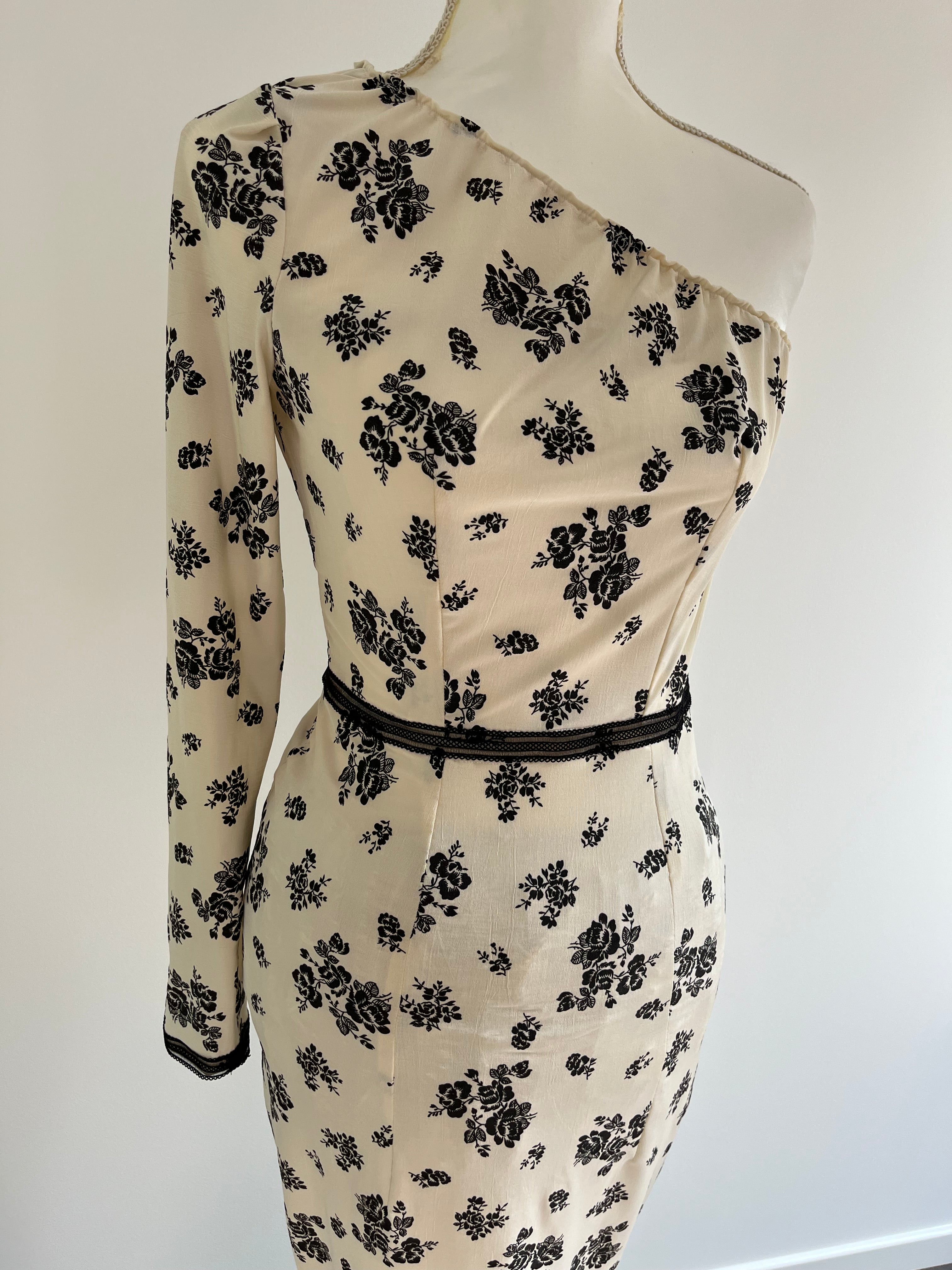 Robe de soirée BRUME noir et blanc cassé