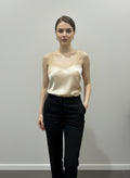 Haut CLARA en satin et dentelle, beige