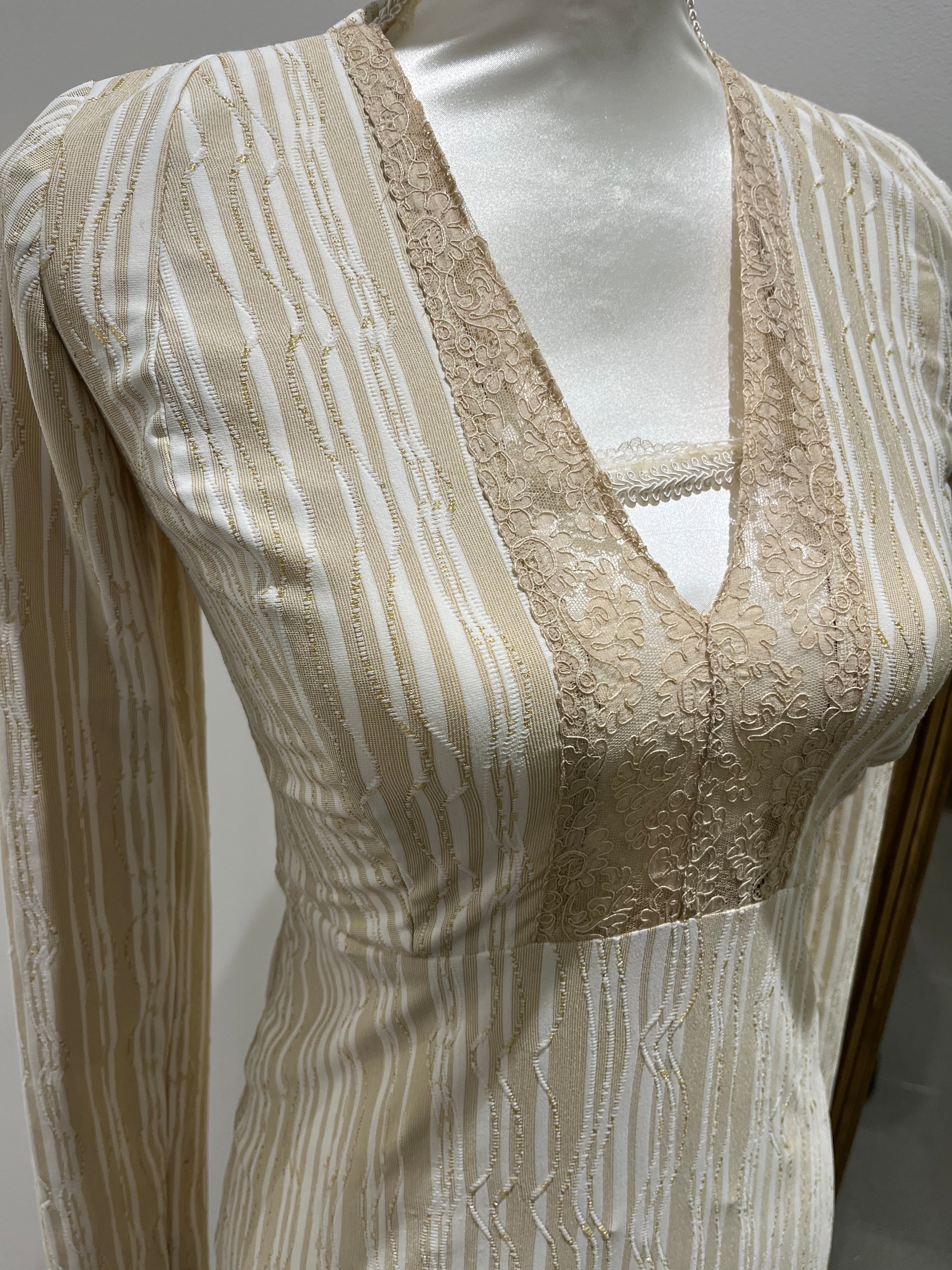 Robe de soirée ZEA BEIGE à rayures