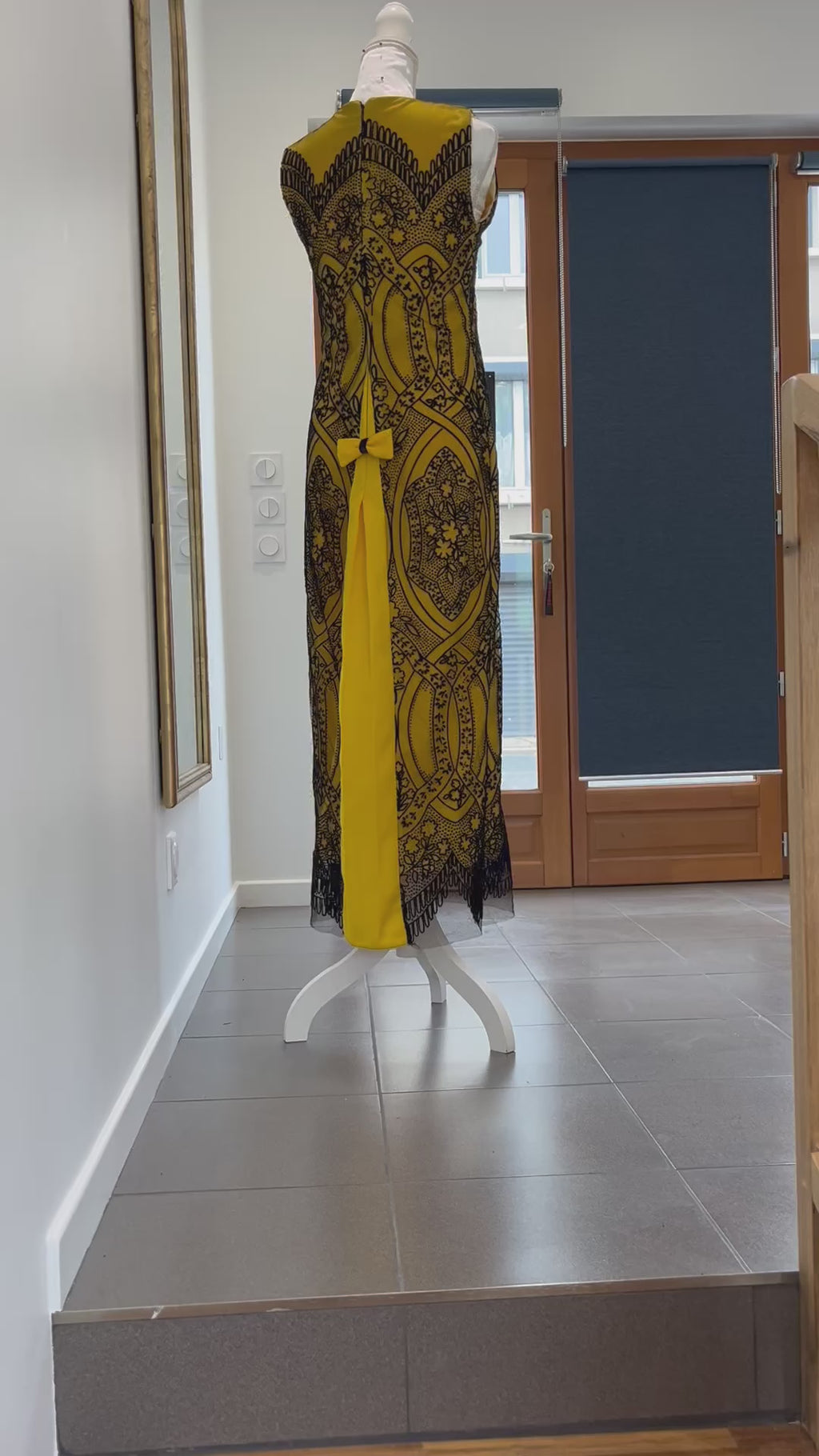 Robe de soirée MUZA noir et jaune