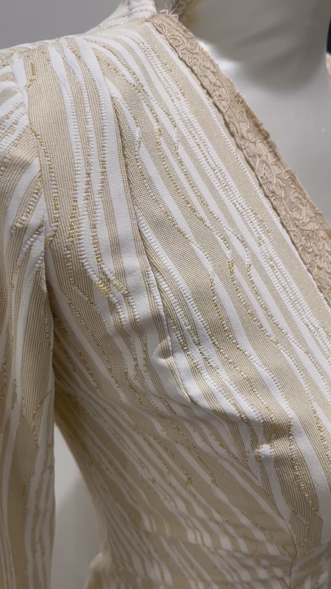 Robe de soirée ZEA BEIGE à rayures