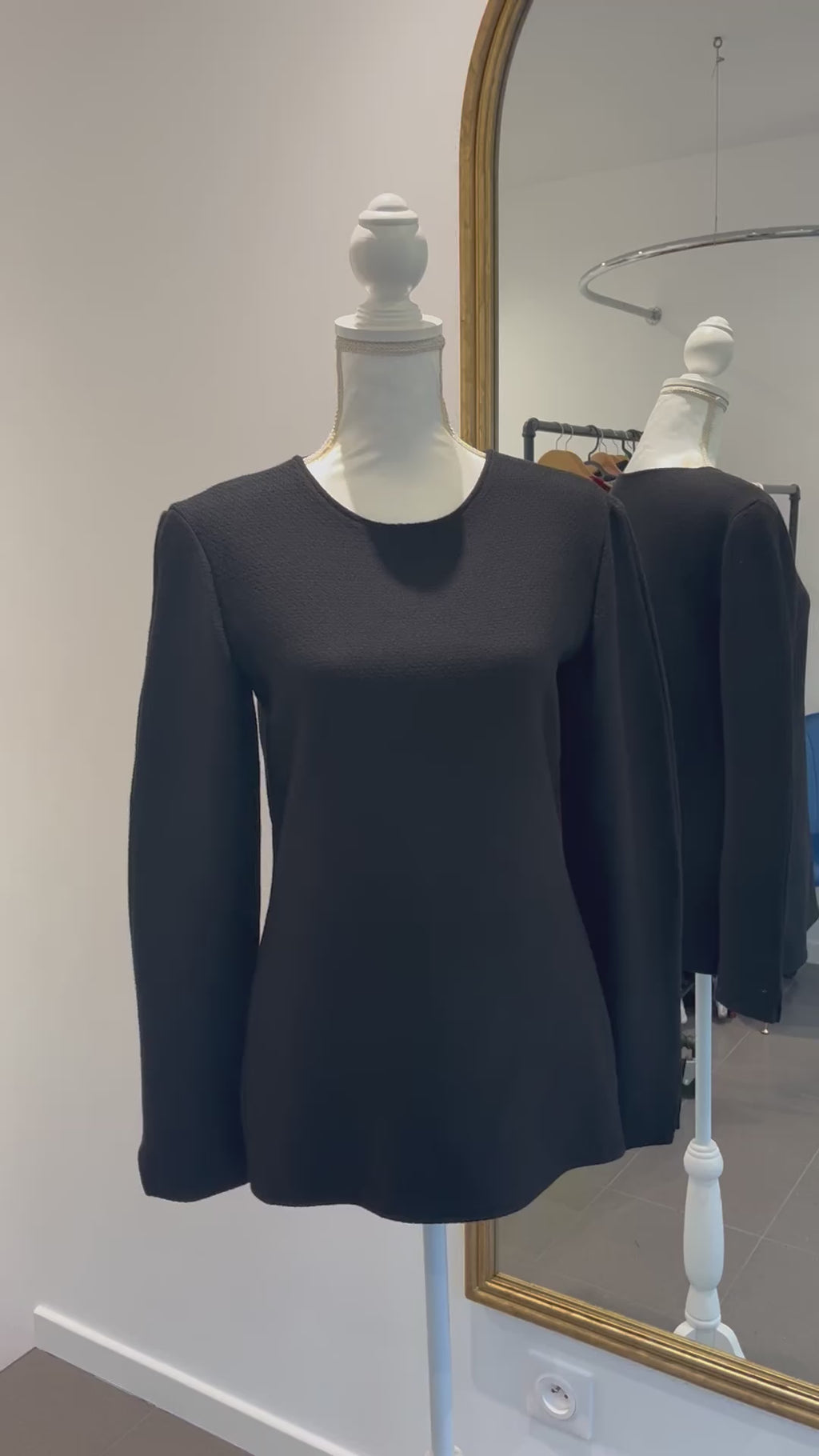 Pull tunique HEZA en jacquard de laine, noir