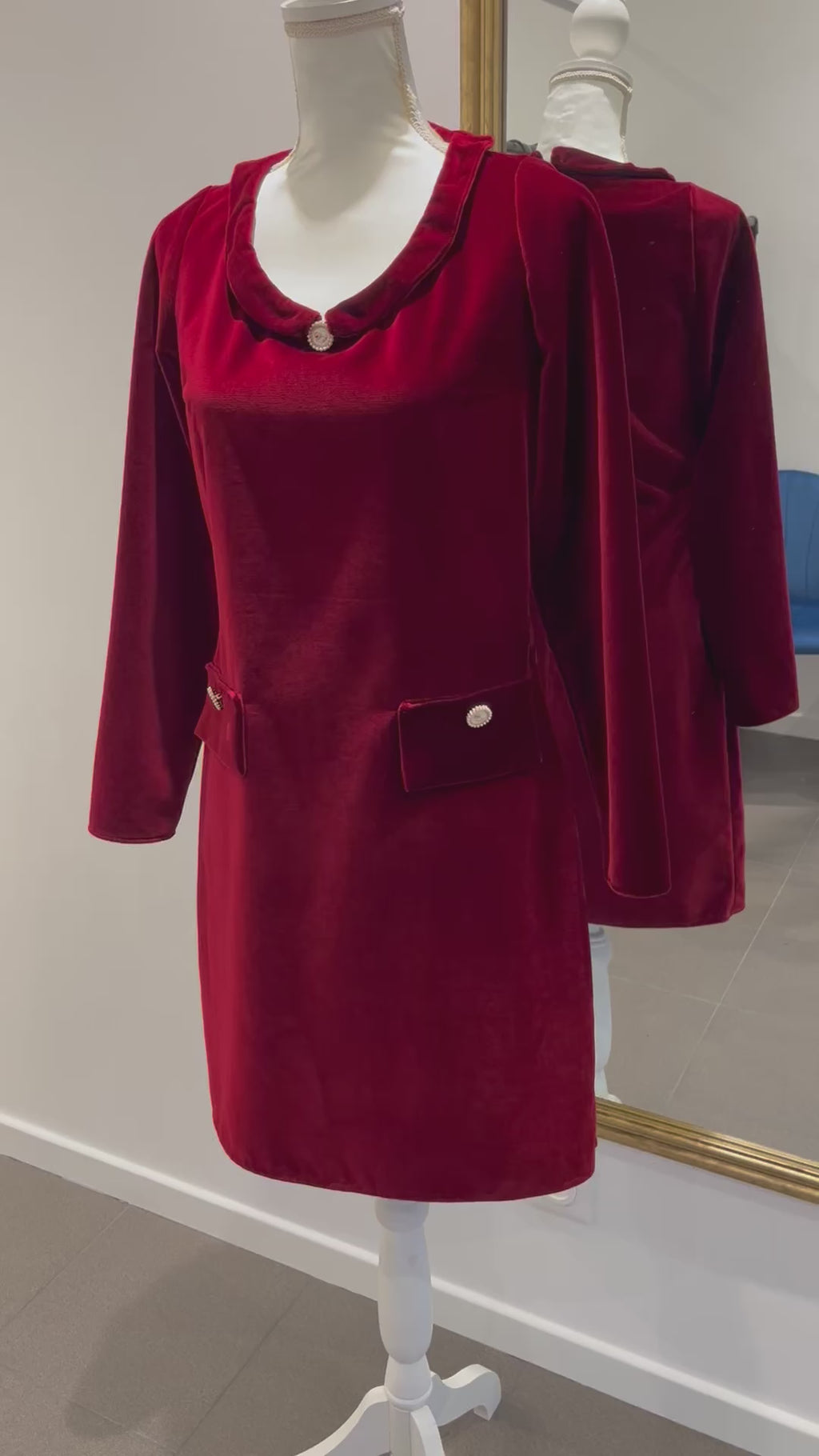 Robe NICOLA en velours, rouge-bordeaux